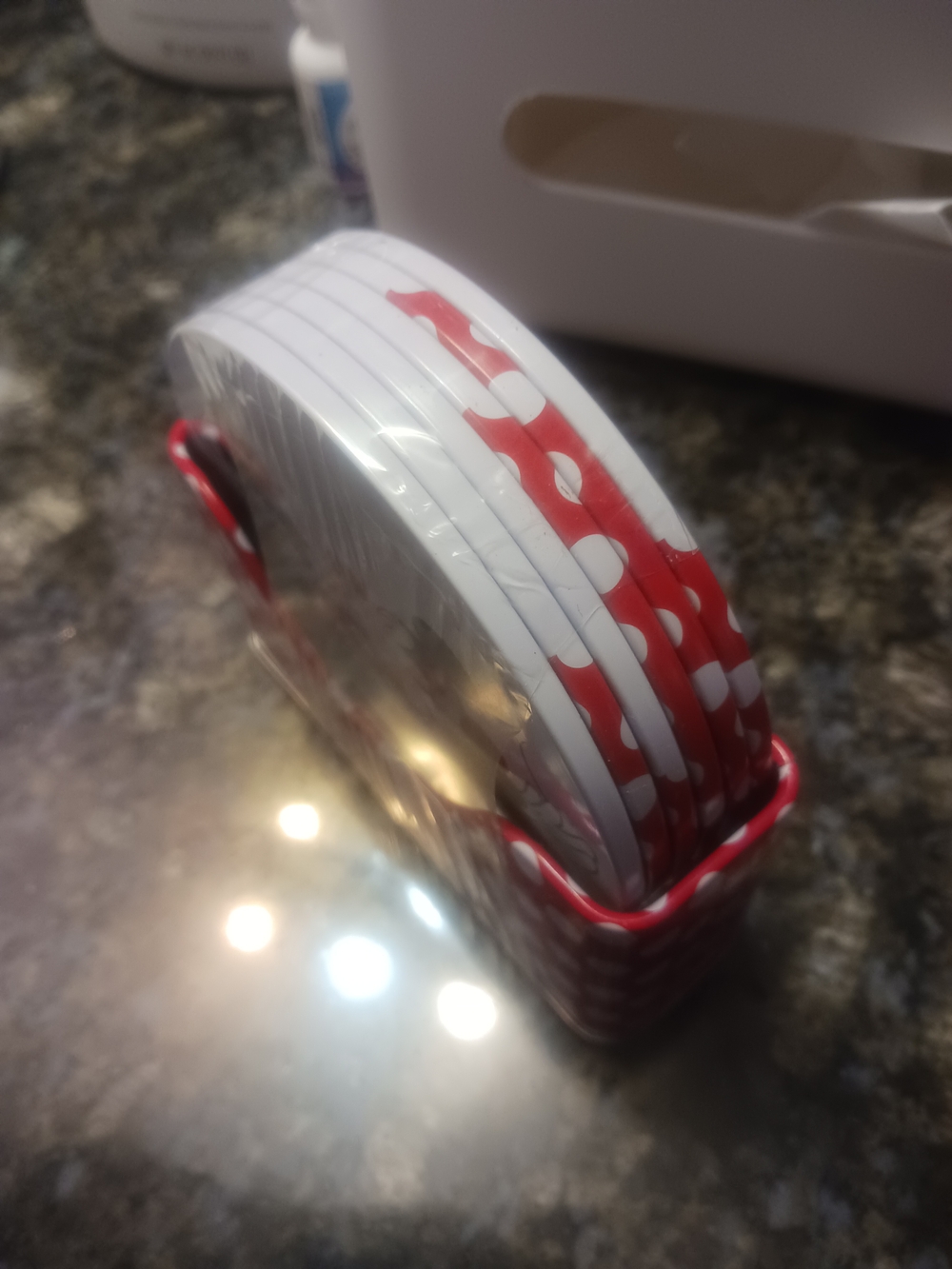 Disney Mickey & Friends Polka Dot Coaster Set - Red and White - Picture 3 of 3